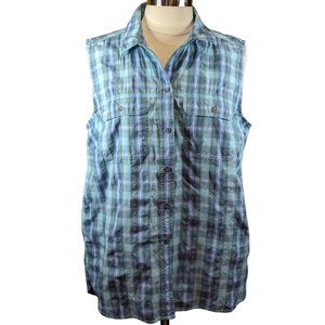 Eddie Bauer Travex Classic Fit Woman's Plaid Button Down Top